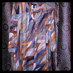 High low button down swing blouse